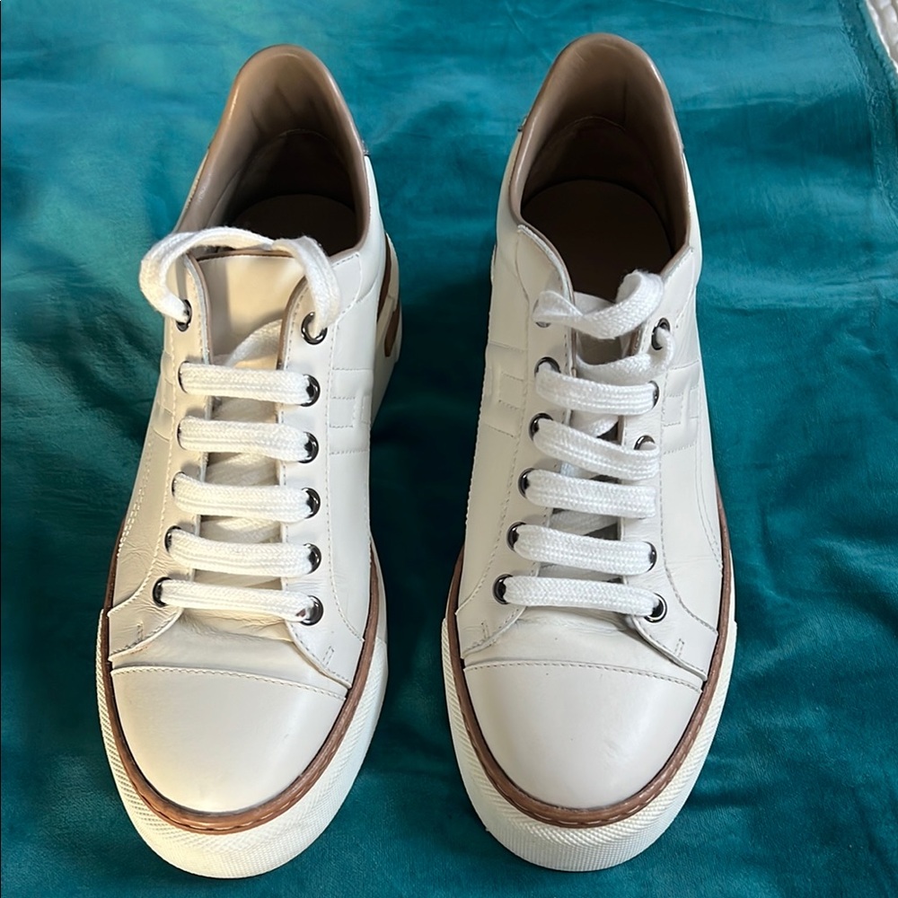 Hermes Calfskin Polo Sneakers 37.5 White - Picture 5 of 16